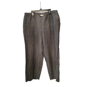 J Jill Gray Black Linen Pants Medium Elastic Waist Lagenlook